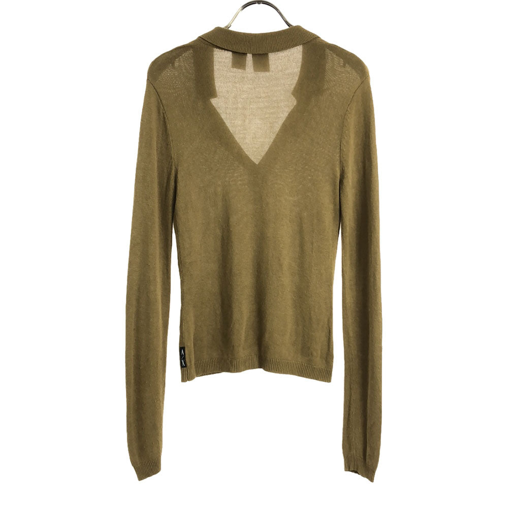 ARMANI EXCHANGE アルマーニエクスチェンジ 長袖 Vネック ニットカーディガン S オーカー 襟付 レディース