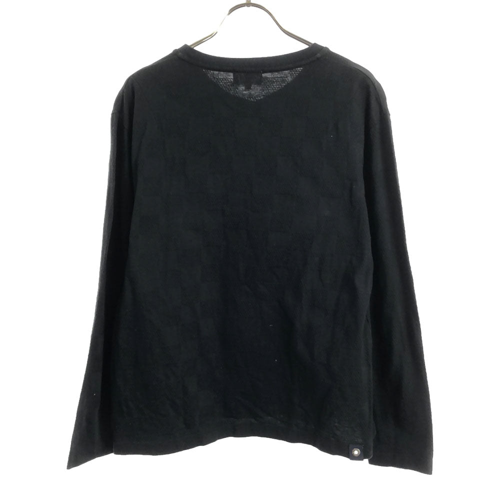 LANVIN en Bleu ランバンオンブルー 日本製 柄編 長袖 カットソー 48 ブラック メンズ