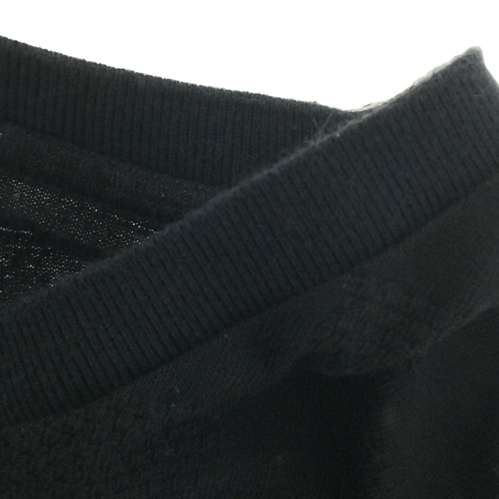 LANVIN en Bleu ランバンオンブルー 日本製 柄編 長袖 カットソー 48 ブラック メンズ