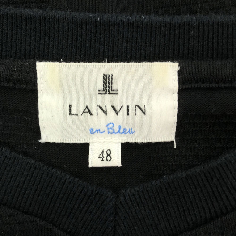 LANVIN en Bleu ランバンオンブルー 日本製 柄編 長袖 カットソー 48 ブラック メンズ