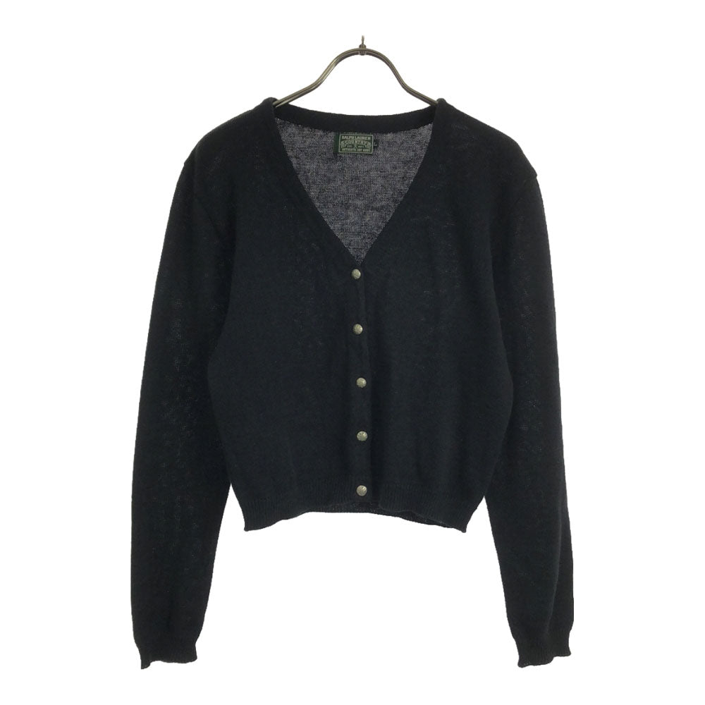 ラルフローレンカントリー リネンブレンド 長袖 ニットカーディガン L ブラック RALPH LAUREN COUNTRY レディース