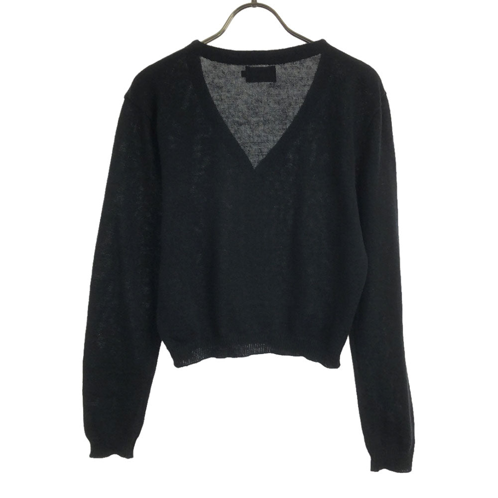 ラルフローレンカントリー リネンブレンド 長袖 ニットカーディガン L ブラック RALPH LAUREN COUNTRY レディース