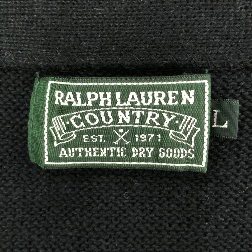 ラルフローレンカントリー リネンブレンド 長袖 ニットカーディガン L ブラック RALPH LAUREN COUNTRY レディース