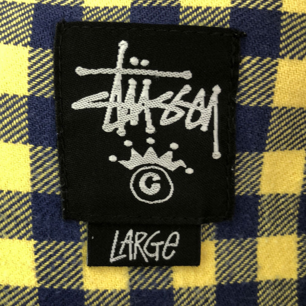 STUSSY ステューシー チェック柄 長袖 コットンシャツ L イエロー系 メンズ