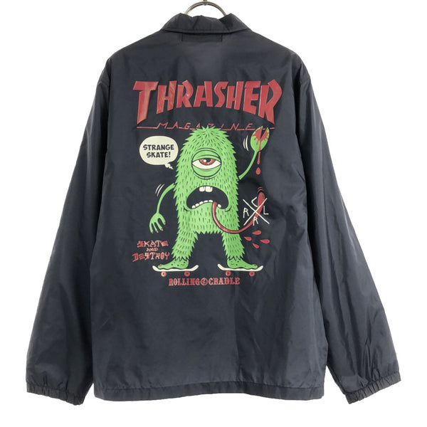 ローリングクレイドル スラッシャー コラボ バックプリント コーチジャケット S ネイビー ROLLING CRADLE THRASHER