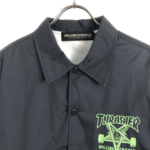 ローリングクレイドル スラッシャー コラボ バックプリント コーチジャケット S ネイビー ROLLING CRADLE THRASHER