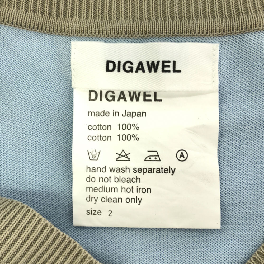 ディガウェル 日本製 長袖 Vネック ニット 2 ブルー系 DIGAWEL セーター メンズ
