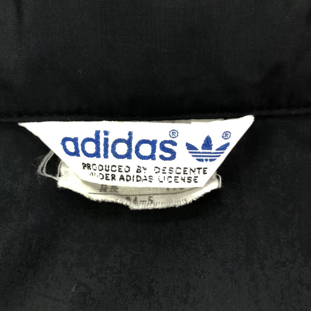 adidas アディダス 70s 80s ヴィンテージ デサント製 トレフォイルロゴ刺繍 ナイロンジャケット May-94 ブラック×レッド オールド メンズ