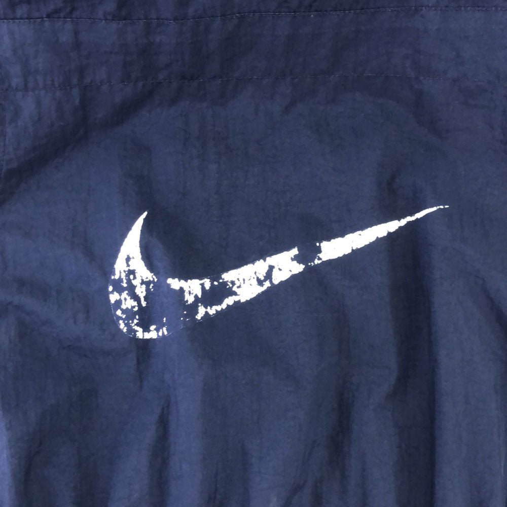 NIKE ナイキ 90s 白タグ ナイロン ロゴプリント 長袖 スニードジャック ジャケット L ネイビー×イエロー プルオーバー スポーツ オールド キッズ