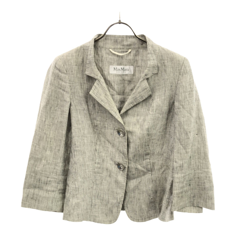 MAX MARA マックスマーラ イタリア製 チェック柄 テーラードジャケット 36 グレー系 レディース