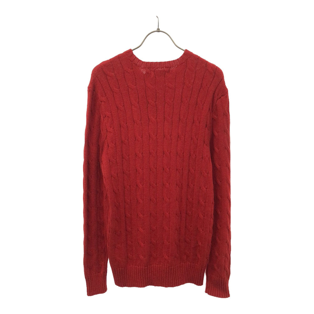 未使用 ポロラルフローレン ケーブル編み 長袖 セーター XS レッド POLO RALPH LAUREN ニット タグ付き メンズ
