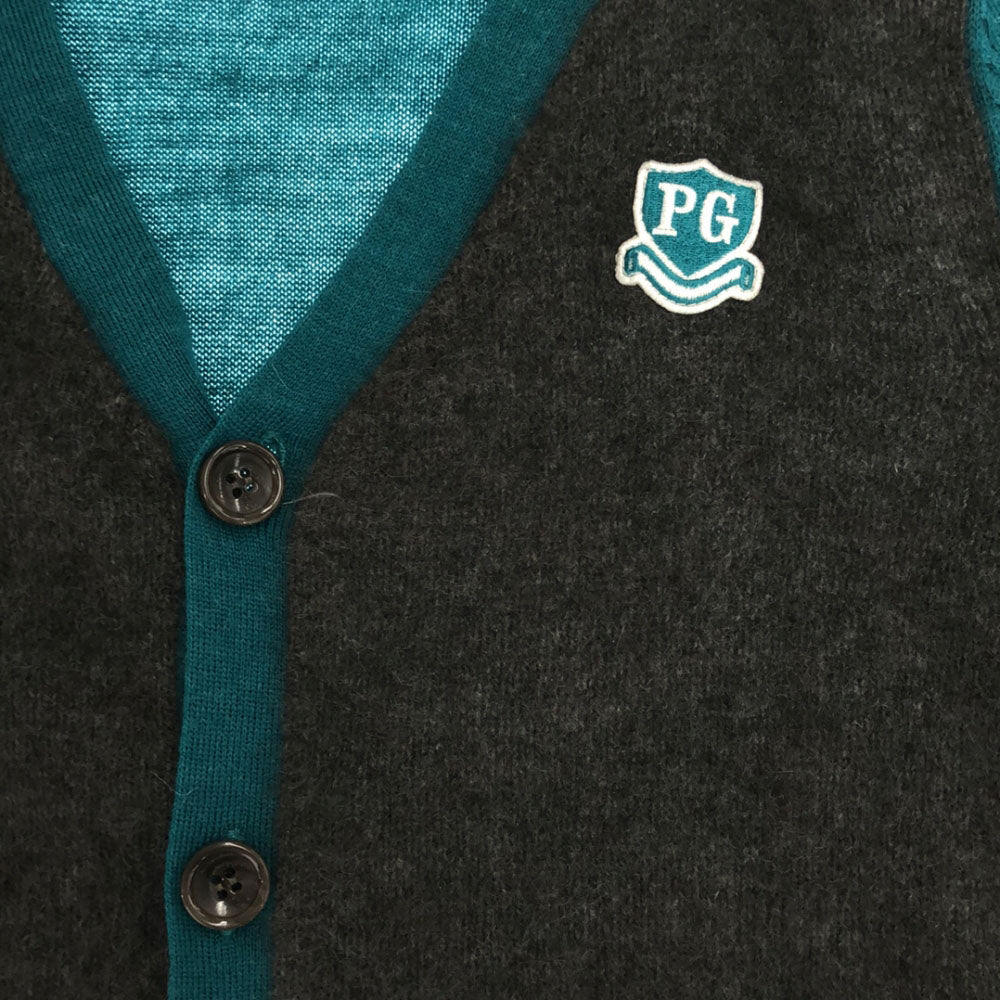 PEARLY GATES パーリーゲイツ ゴルフ 長袖 ニットカーディガン 4 グレー×グリーン系 セーター メンズ