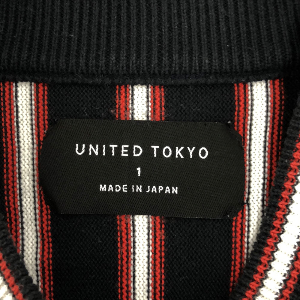UNITED TOKYO ユナイテッドトウキョウ 日本製 ストライプ柄 長袖 コットンニット セーター 1 ブラック×レッド メンズ