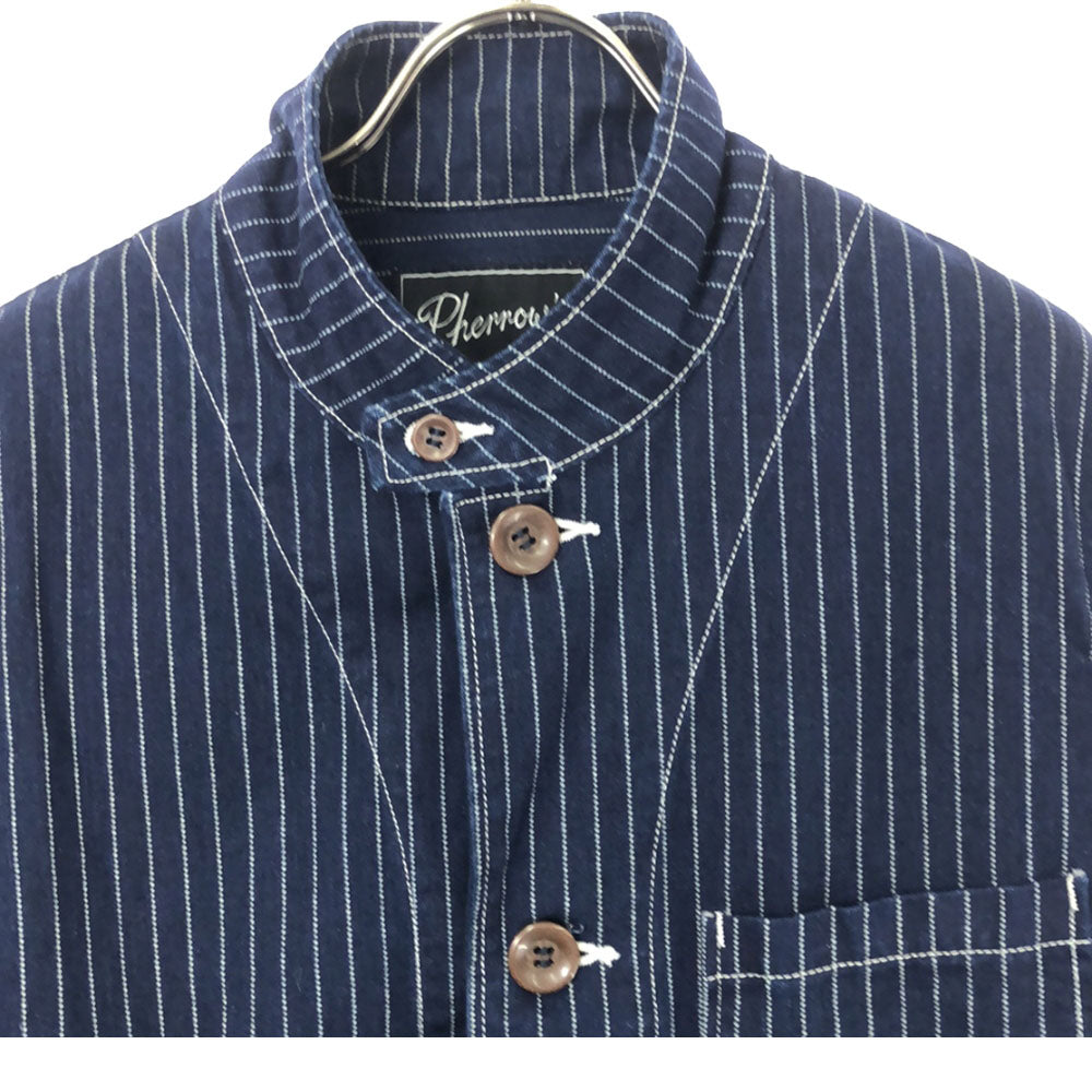 フェローズ インディゴ染め ストライブ柄 カバーオール 38 ネイビー×ホワイト Pherrow's メンズ