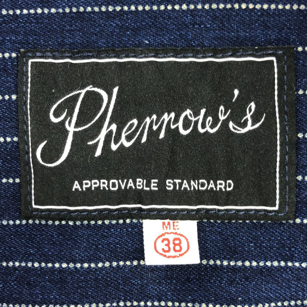 フェローズ インディゴ染め ストライブ柄 カバーオール 38 ネイビー×ホワイト Pherrow's メンズ