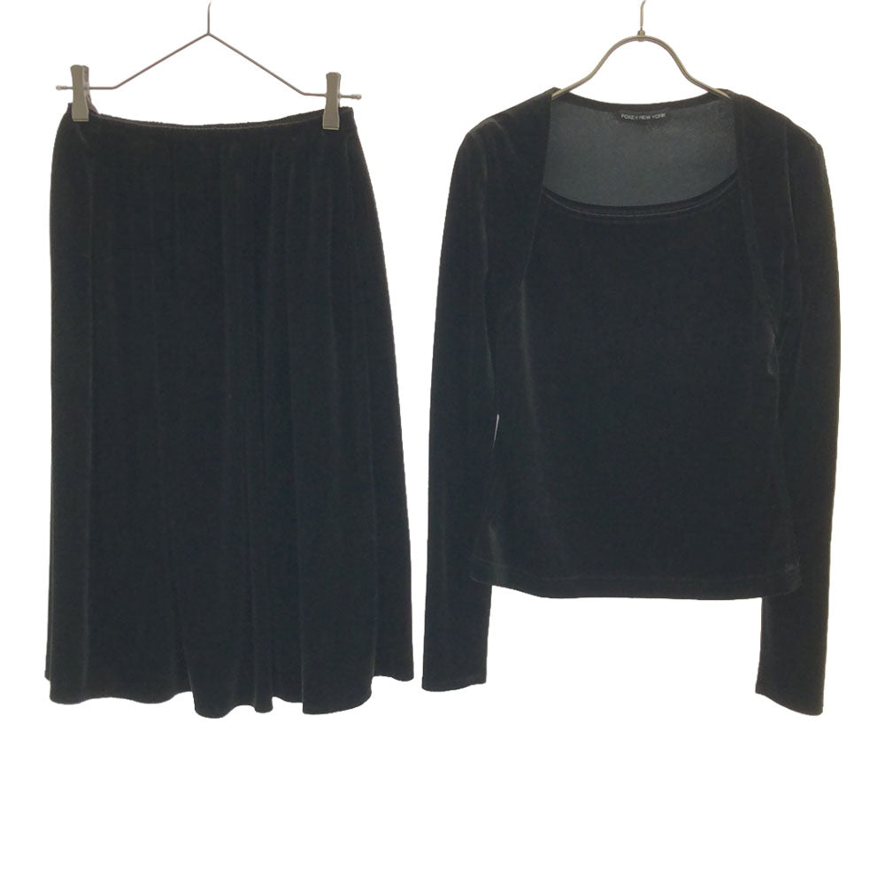 フォクシーニューヨーク 日本製 ボレロ付き 半袖カットソー スカートスーツ 上下 セットアップ F ブラック FOXEY NEW YORK 三点セット レディース