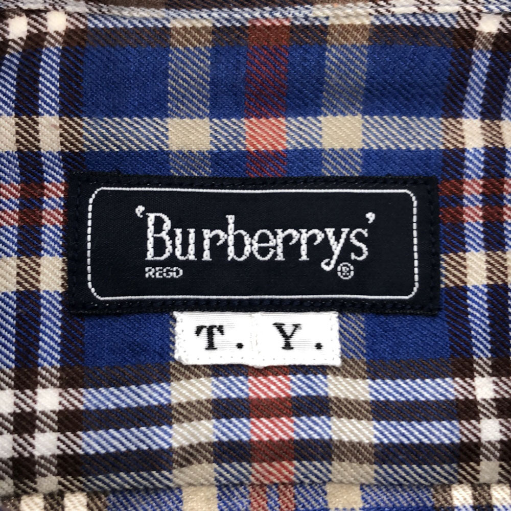 Burberrys バーバリーズ 90s チエック柄 長袖 シャツ ブルー系 オーダーメイド オールド メンズ