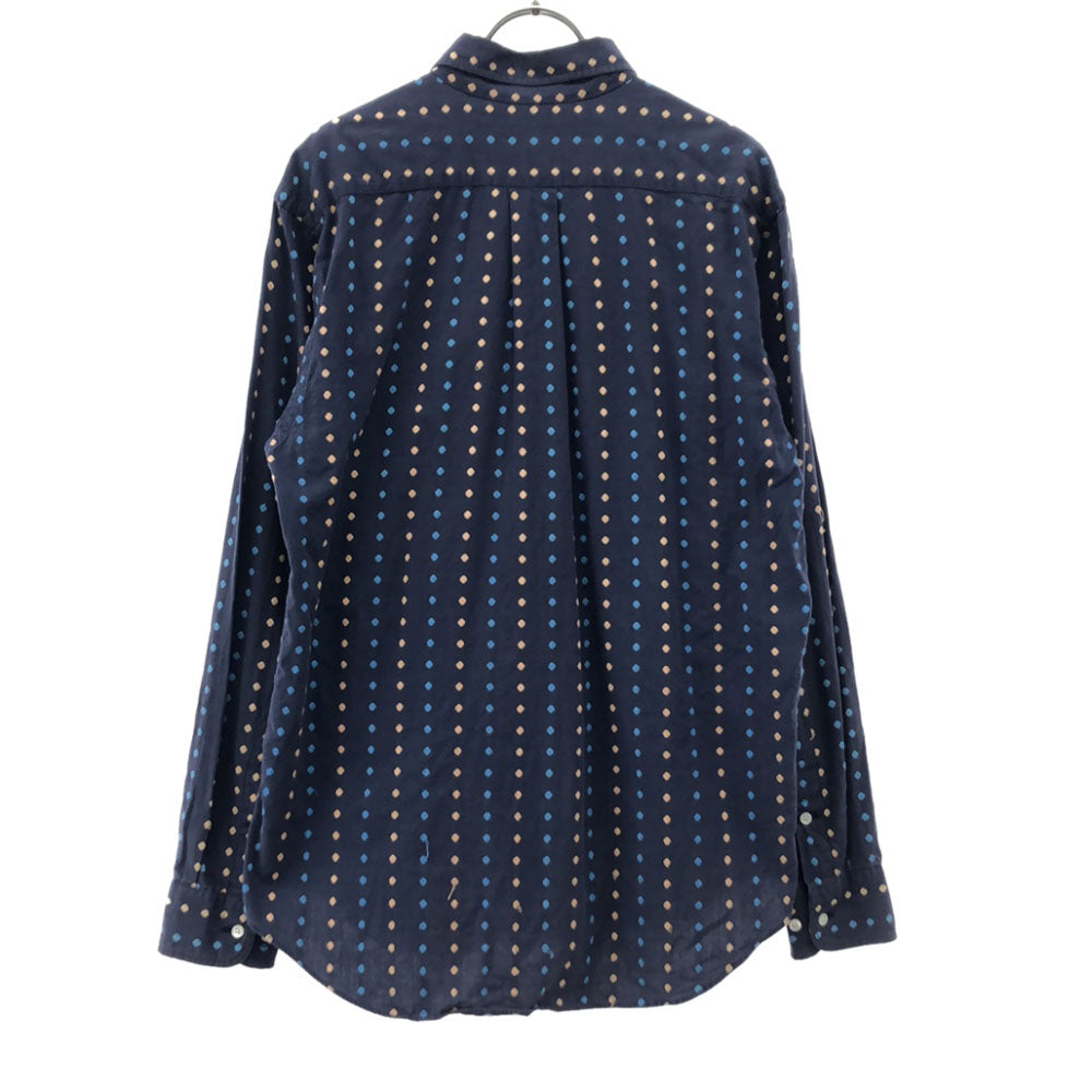 SUGAR CANE シュガーケーン ドット刺繍柄 長袖 ボタンダウンシャツ M ネイビー メンズ