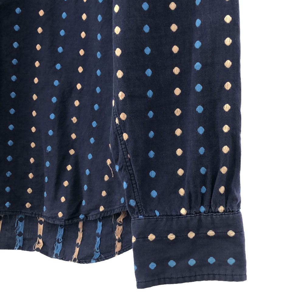 SUGAR CANE シュガーケーン ドット刺繍柄 長袖 ボタンダウンシャツ M ネイビー メンズ