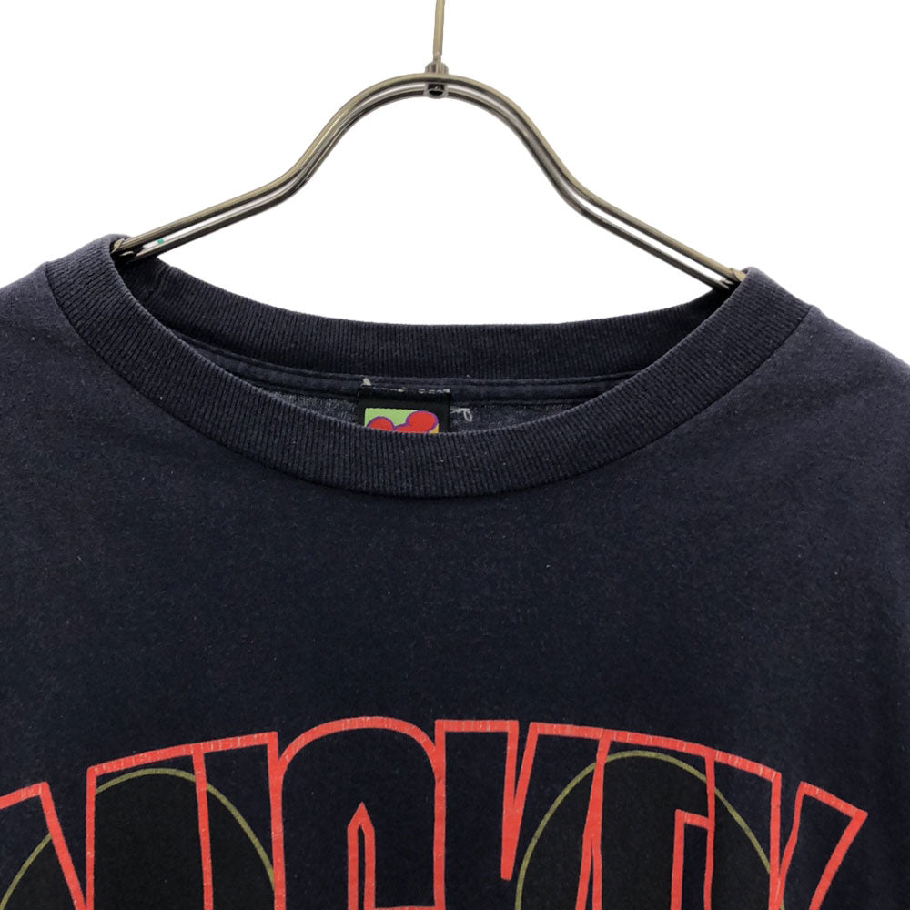 ディズニー 90s ミッキー プリント柄 長袖 Tシャツ ネイビー系 Disney ロンT カットソー オールド メンズ