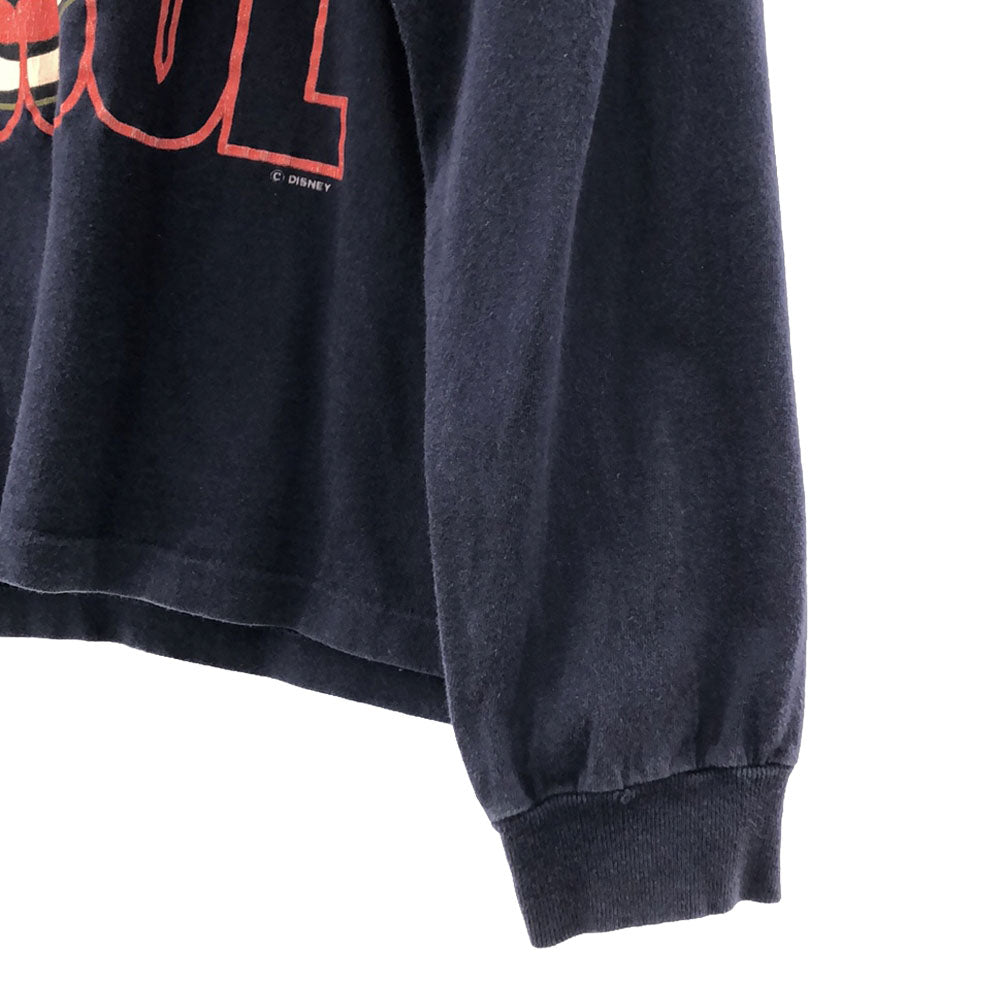 ディズニー 90s ミッキー プリント柄 長袖 Tシャツ ネイビー系 Disney ロンT カットソー オールド メンズ