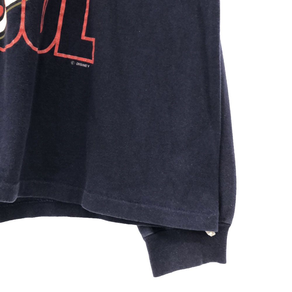 ディズニー 90s ミッキー プリント柄 長袖 Tシャツ ネイビー系 Disney ロンT カットソー オールド メンズ