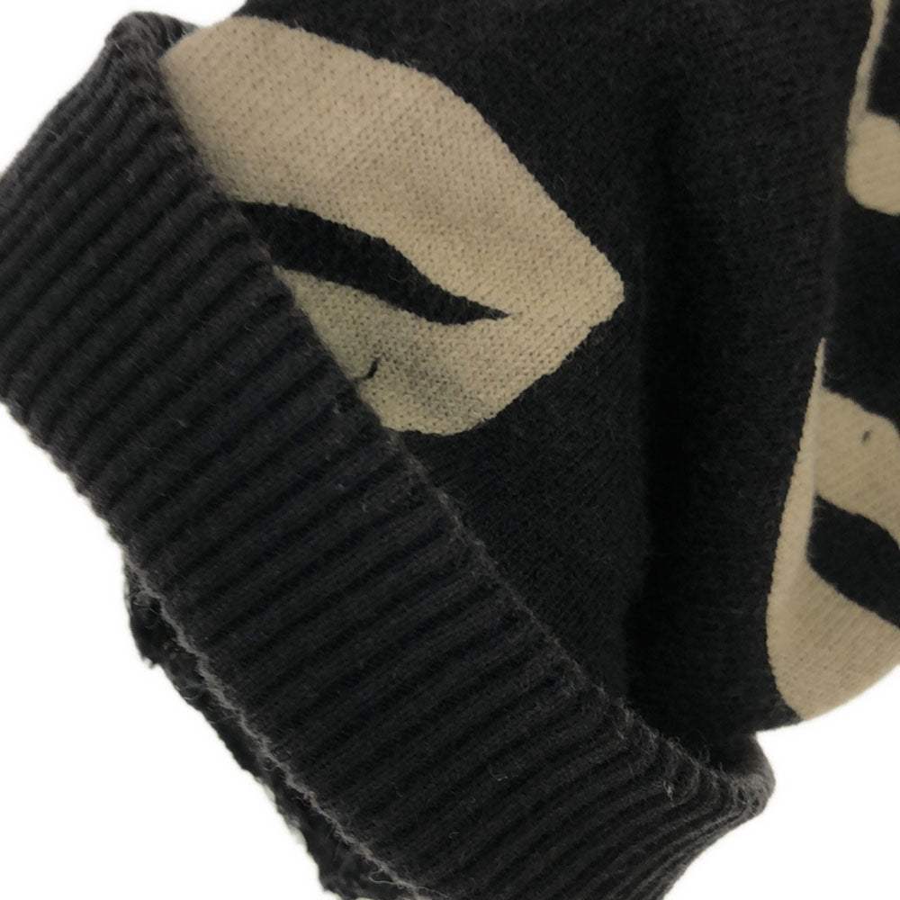 MARC BY MARC JACOBS マークバイマークジェイコブス 総柄 長袖 スウェット ジップパーカー XS ブラック レディース