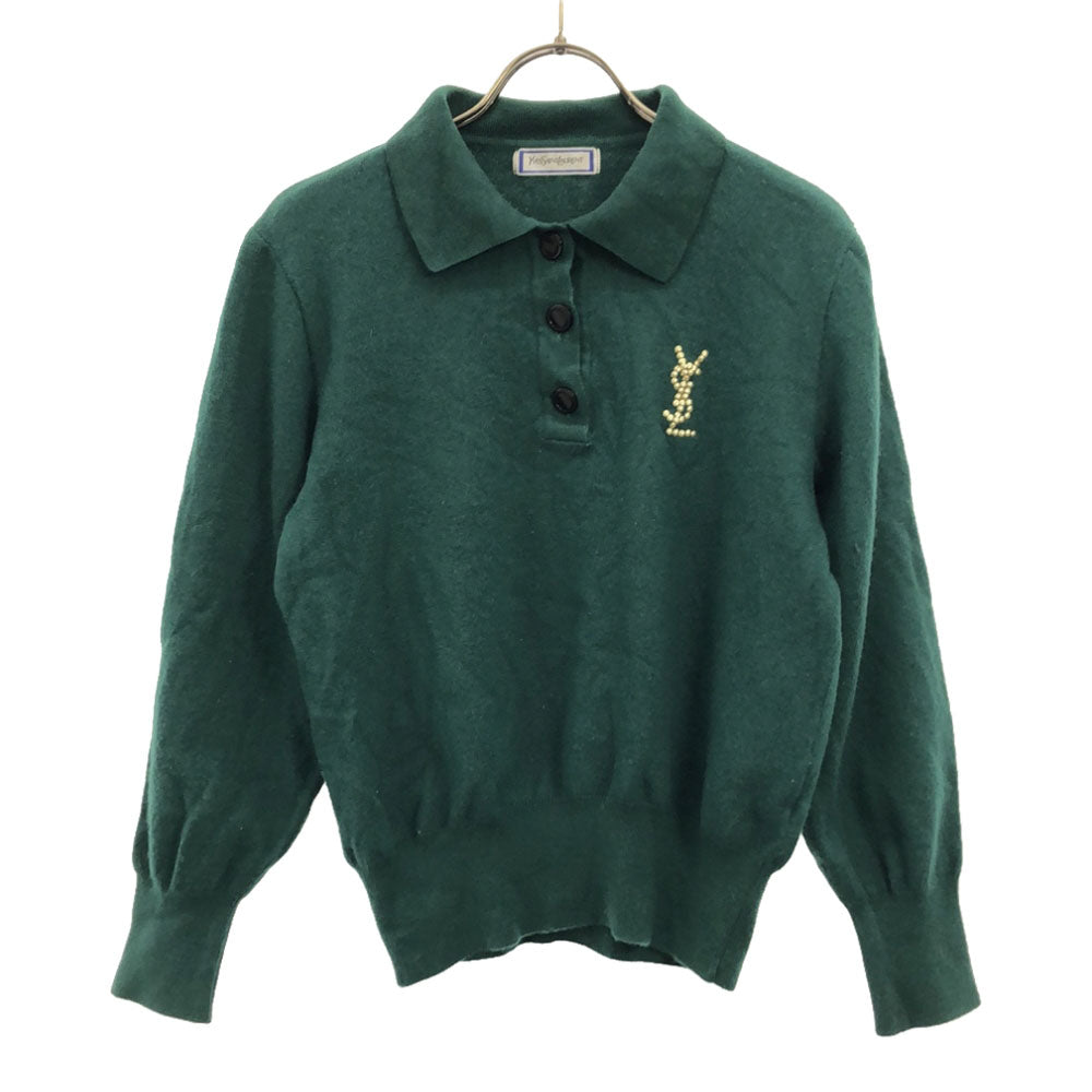 イヴサンローラン 90s ウール 長袖 セーター M グリーン YVES SAINT LAURENT ニット オールド レディース