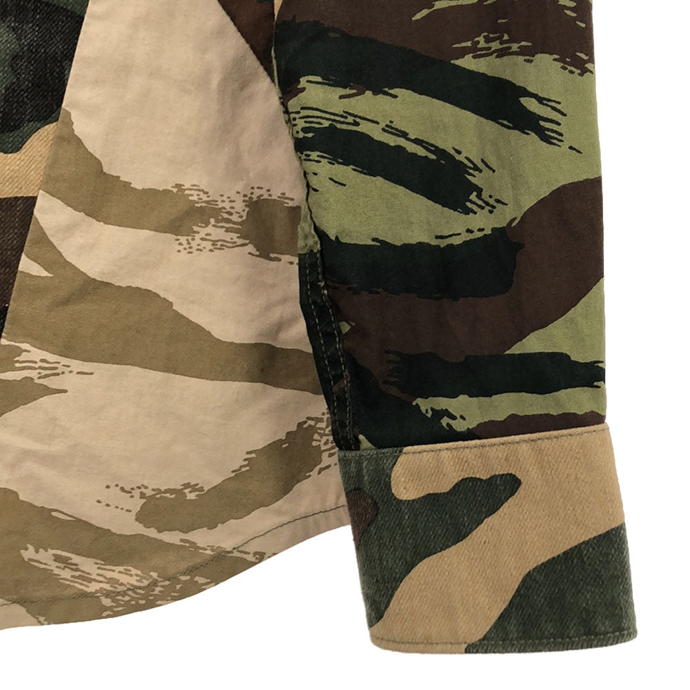 H.R.REMAKE エイチアールリメイク 日本製 迷彩 カモフラ 長袖 ミリタリーシャツ M カーキ系 ハリウッドランチマーケット レディース