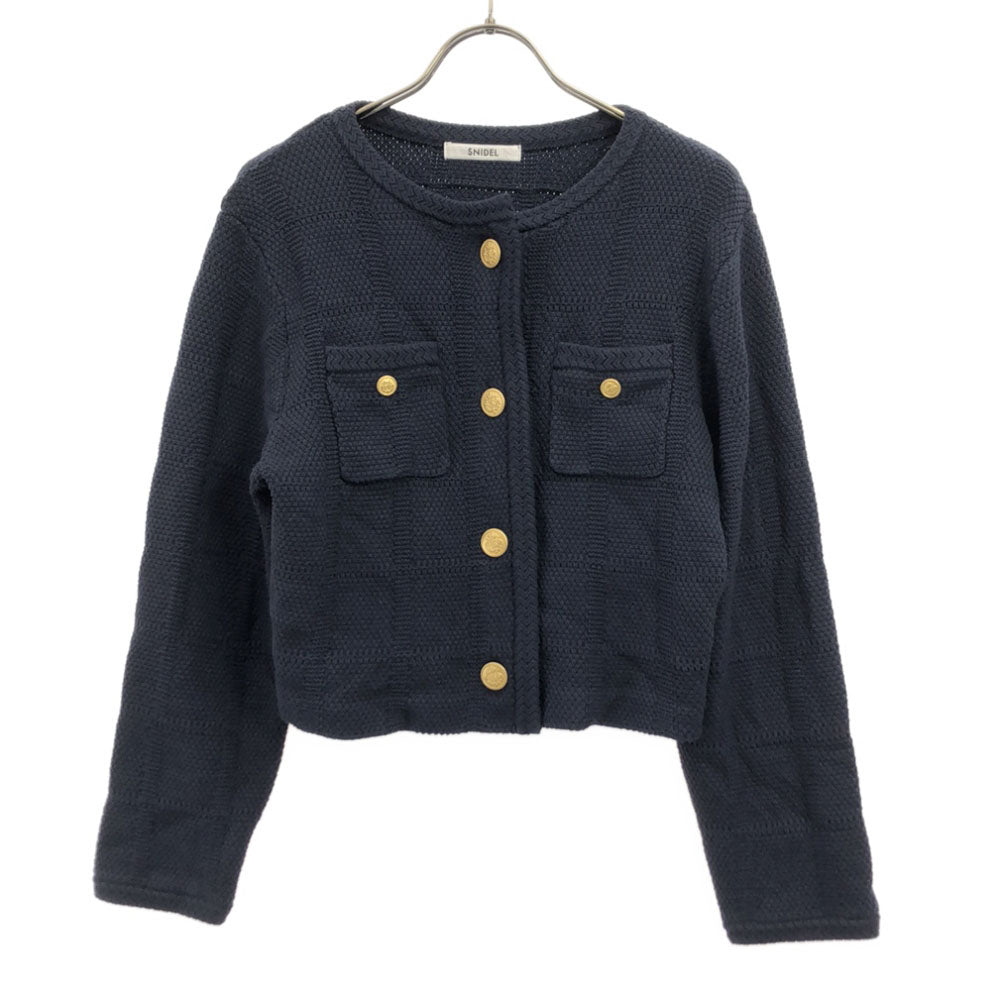 SNIDEL スナイデル SWNJ241118 長袖 ツイード ニットジャケット F ネイビー レディース