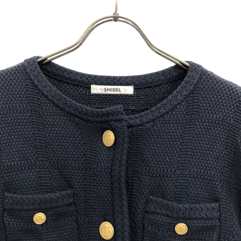 SNIDEL スナイデル SWNJ241118 長袖 ツイード ニットジャケット F ネイビー レディース