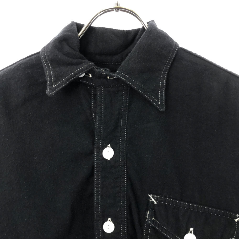 POST OVERALLS ポストオーバーオールズ USA製 長袖 コットンシャツ S ブラック ハーフボタン メンズ