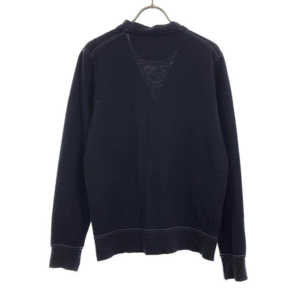 Psycho Bunny サイコバニー 日本製 ウールブレンド 刺繍 長袖 ニットカーディガン M ネイビー サイドスリット ゴルフ メンズ