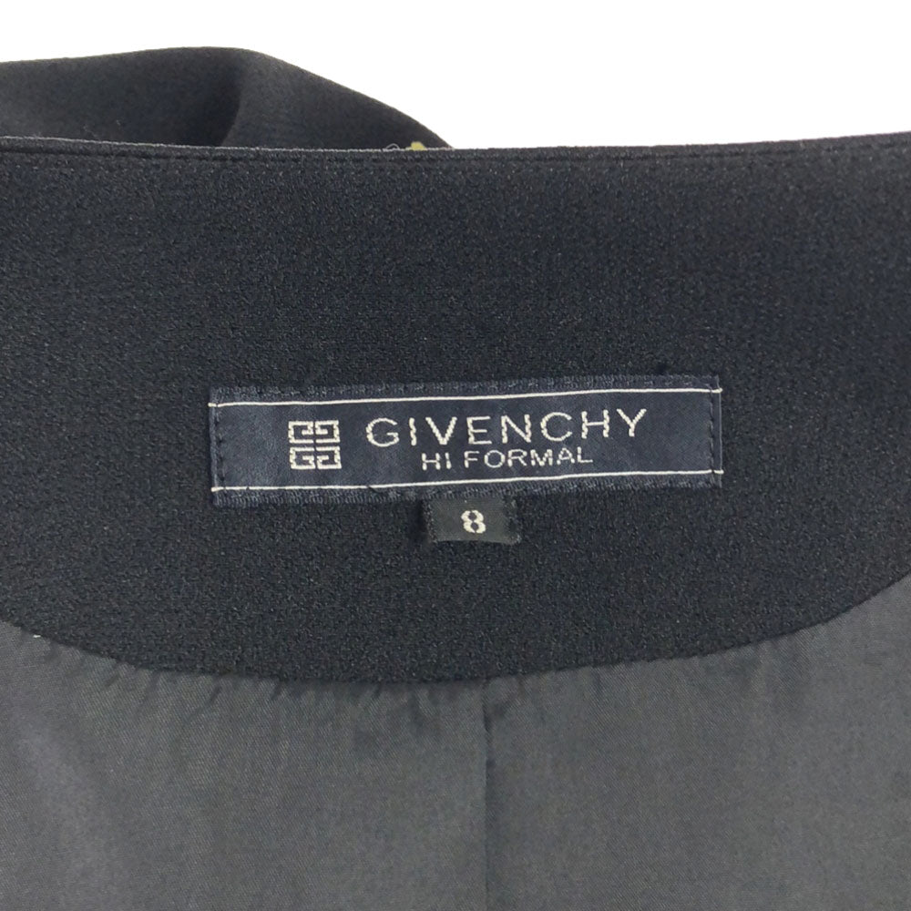 Givenchy ジバンシー 90s ノーカラージャケット 8 ブラック フォーマル オールド レディース