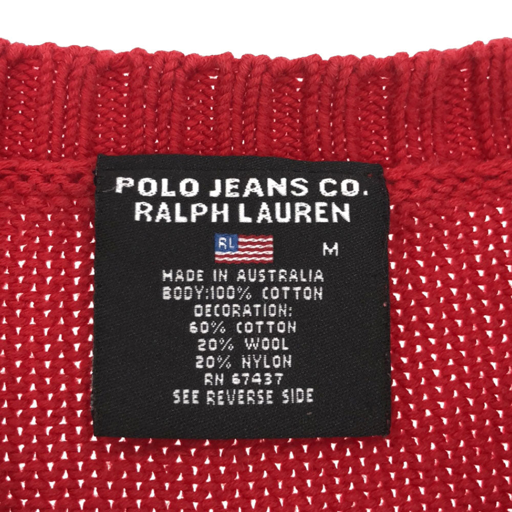 POLO JEANS ポロジーンズ 長袖 コットンニット セーター M レッド RALPH LAUREN レディース