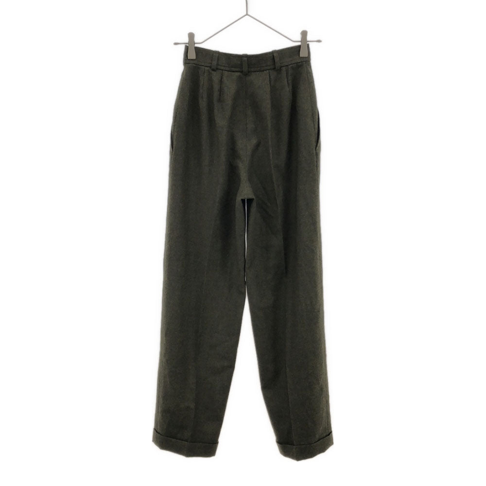 イヴサンローラン 90s フランス製 オールド ウールパンツ カーキ系 YVES SAINT LAURENT テーパードパンツ レディース