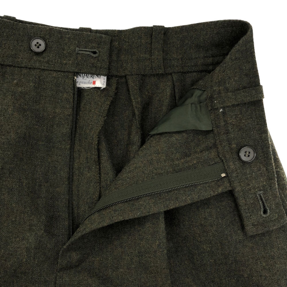 イヴサンローラン 90s フランス製 オールド ウールパンツ カーキ系 YVES SAINT LAURENT テーパードパンツ レディース