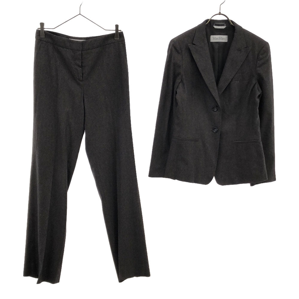 マックスマーラ イタリア製 ウールブレンド パンツスーツ 上下 セットアップ 42 ブラウン系 MAX MARA 飾りポケット レディース