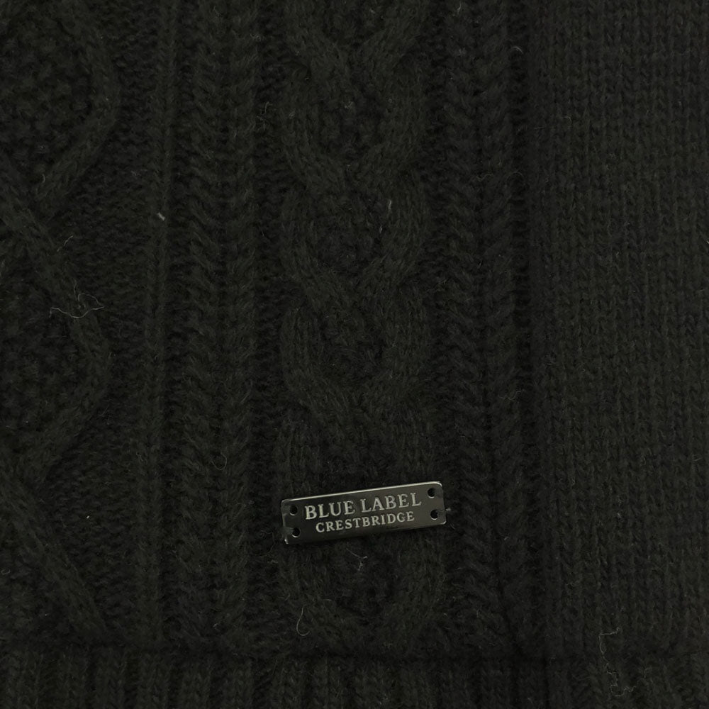 BLUE LABEL CRESTBRIDGE ブルーレーベルクレストブリッジ 三陽商会 チェック柄 長袖 フィッシャーマン 切り替え ニット ワンピース 36 ブラック×ベージュ系 レディース