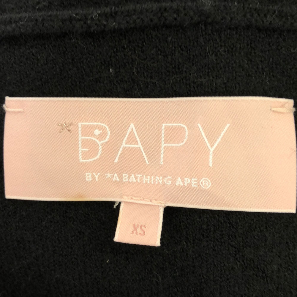 BAPY ベイピー ウールブレンド ロゴ 長袖 カットアウト ニット パーカー XS ブラック系 A BATHING APE チュニック レディース