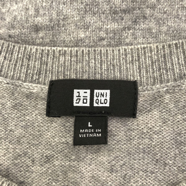 ユニクロ 長袖 カシミヤクルーネック セーター L ライトグレー UNIQLO ニット メンズ