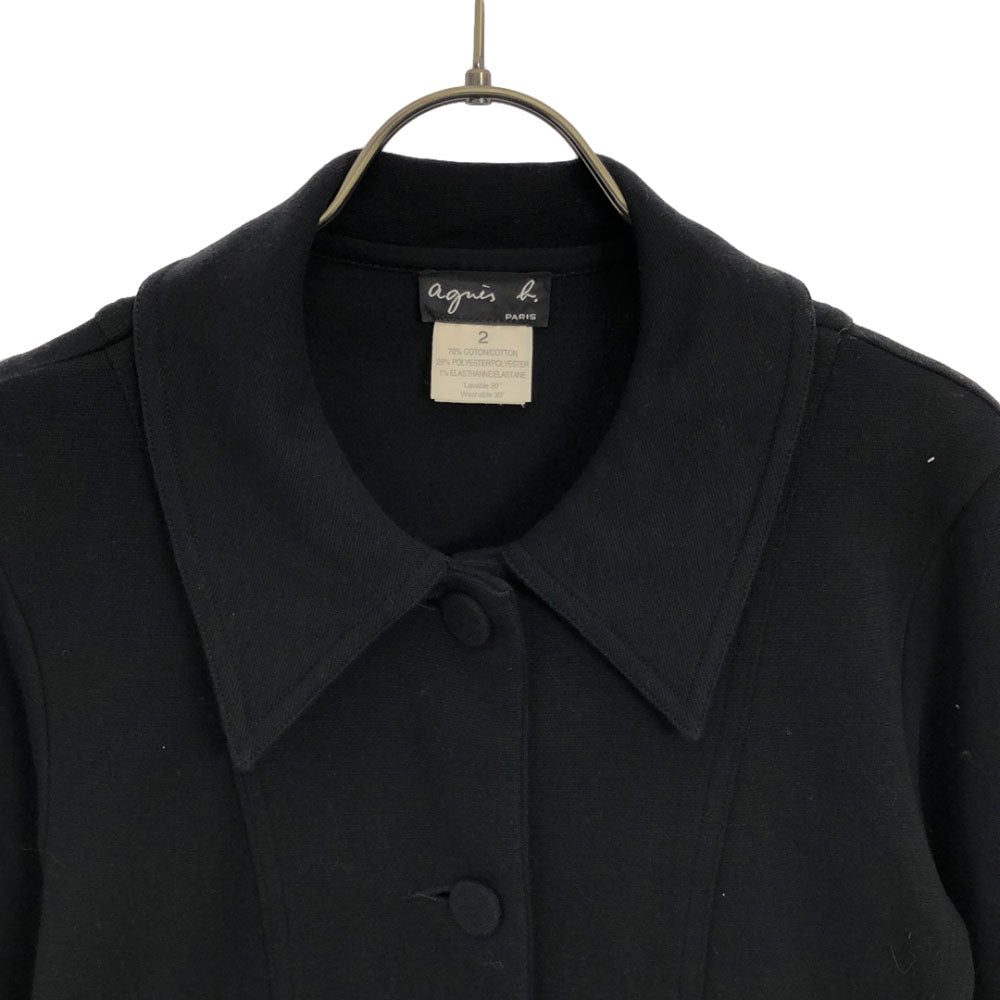 agnes b. アニエスベー コットン ステンカラーコート 2 ブラック レディース