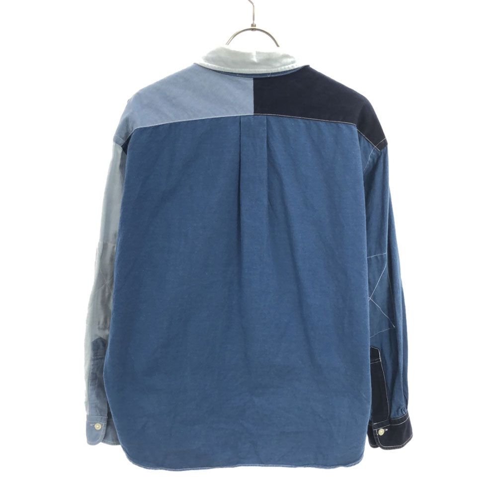 サンカ 日本製 長袖 切替 コットンシャツ BOY ネイビー×ブルー系 Sanca ビームスボーイ レディース