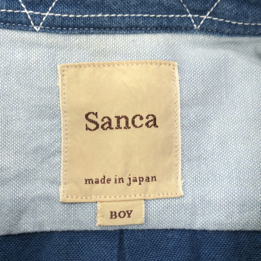 サンカ 日本製 長袖 切替 コットンシャツ BOY ネイビー×ブルー系 Sanca ビームスボーイ レディース
