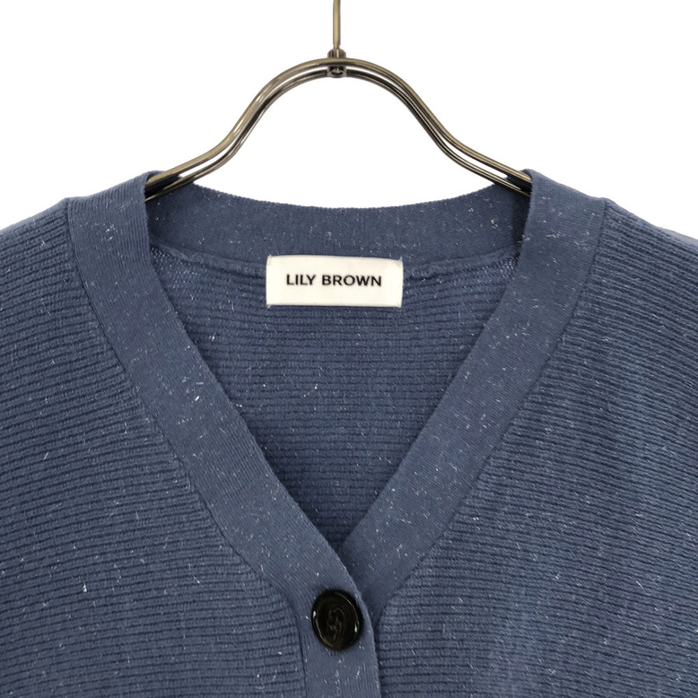 Lily Brown リリーブラウン 長袖 ラメ入り ニットカーディガン FREE ブルー系 ショート丈 LFKB235902 レディース