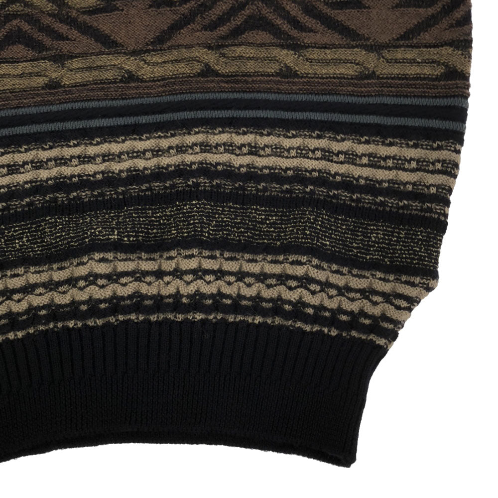 未使用 ガッシュ 日本製 ウール100% 総柄 長袖 ニット L セーター メンズ