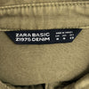 ザラベーシック 長袖 ダメージ加工 シャツワンピース M カーキ系 ZARA BASIC レディース