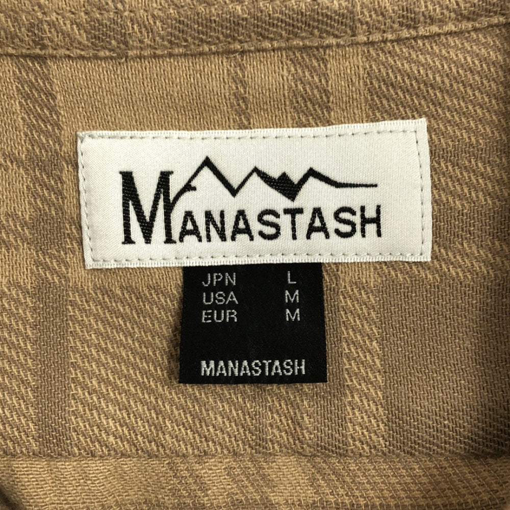 マナスタッシュ 日本製 チェック柄 長袖 ネルシャツ L ベージュ系 MANASTASH メンズ