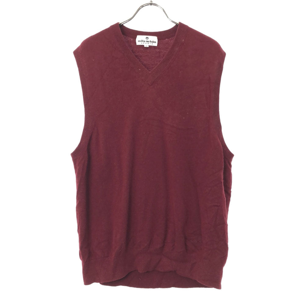mila schon ミラショーン カシミヤ100％ Vネック ニットベスト M レッド系 メンズ