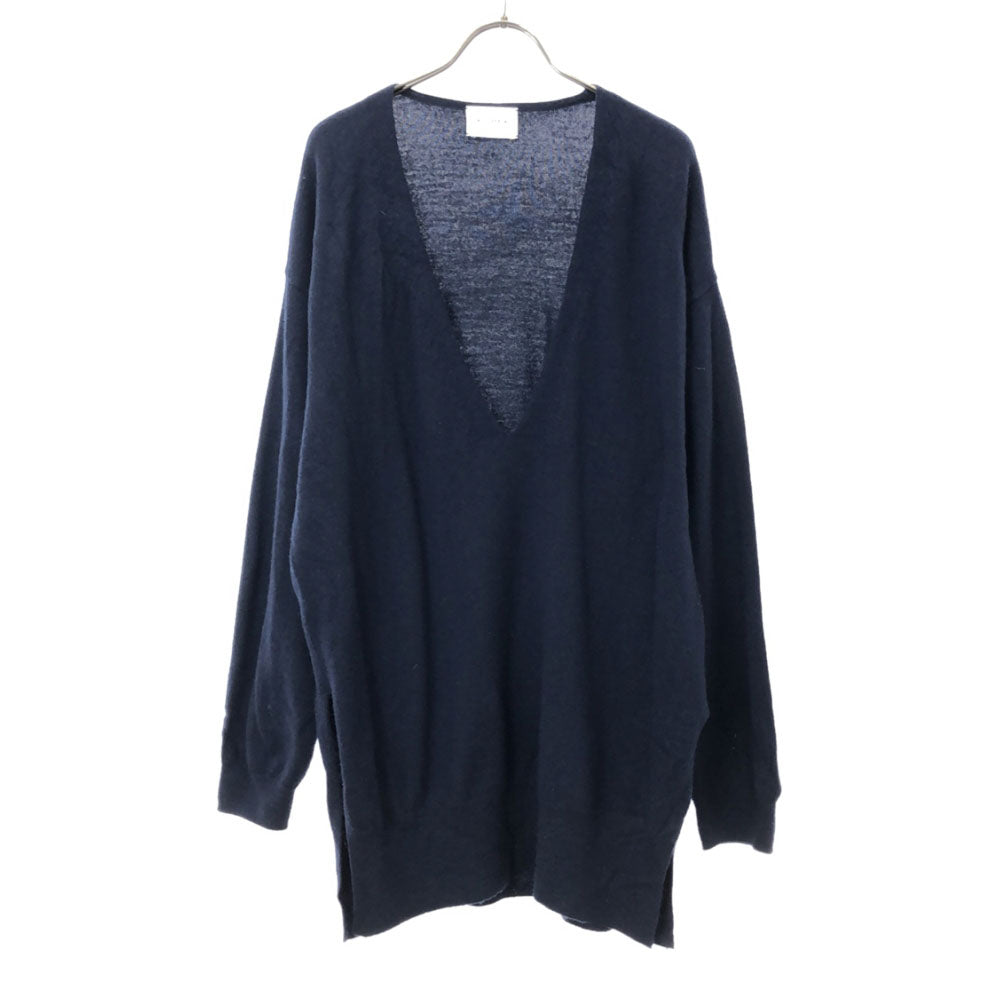 ユナイテッドアローズ ウール 長袖 Vネック セーター ネイビー UNITED ARROWS ニット サイドスリット レディース